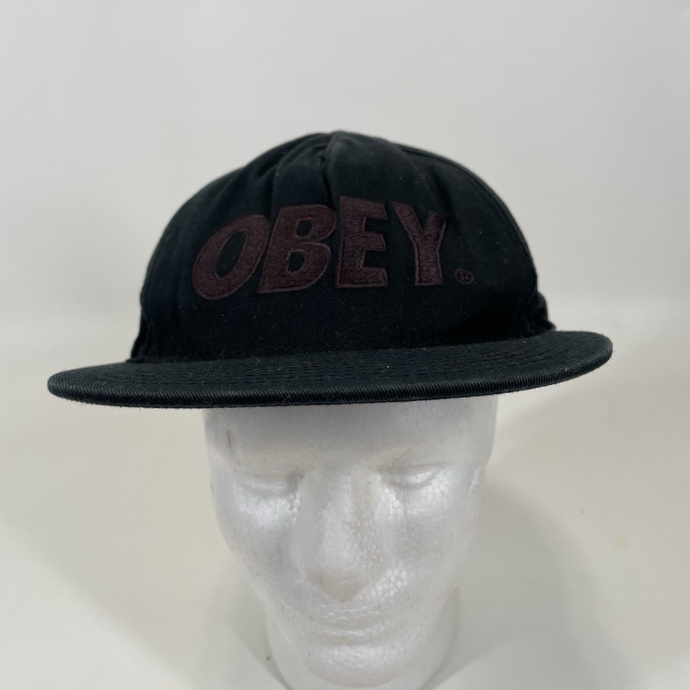 Obey Baseball Hat Black Embroidered Logo Snapback Cap‎ Adult One Size